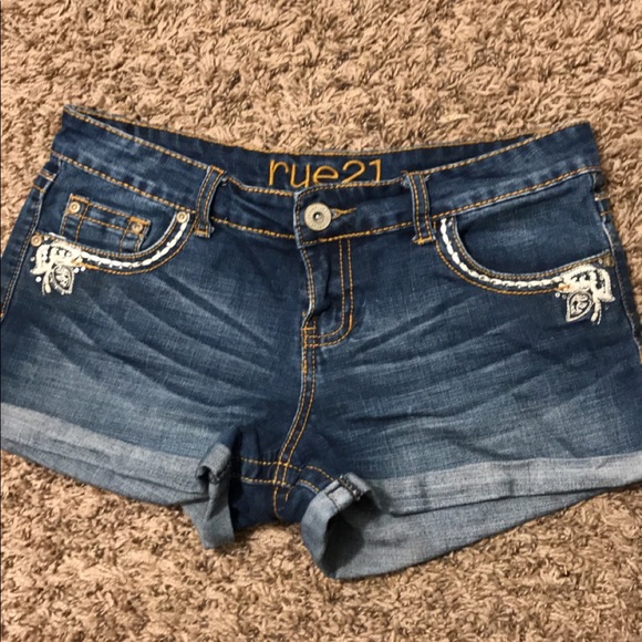 Shorts Femme Rue 21 - Taille 8 - Imprimé Floral Bleu - Coton Mixte - Occasion Très Bon état